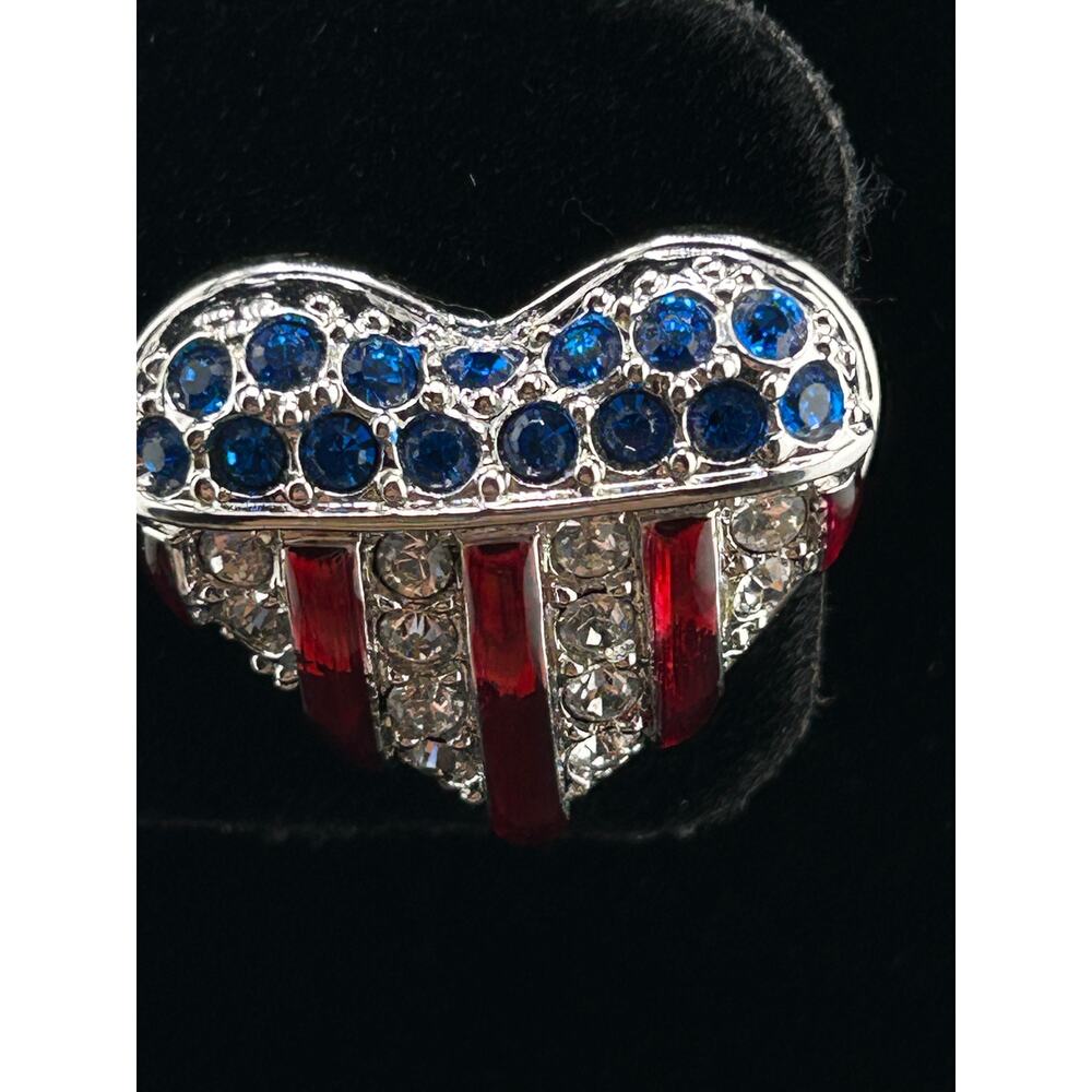 Swarovski Brave Heart Red White and Blue Crystal Pin